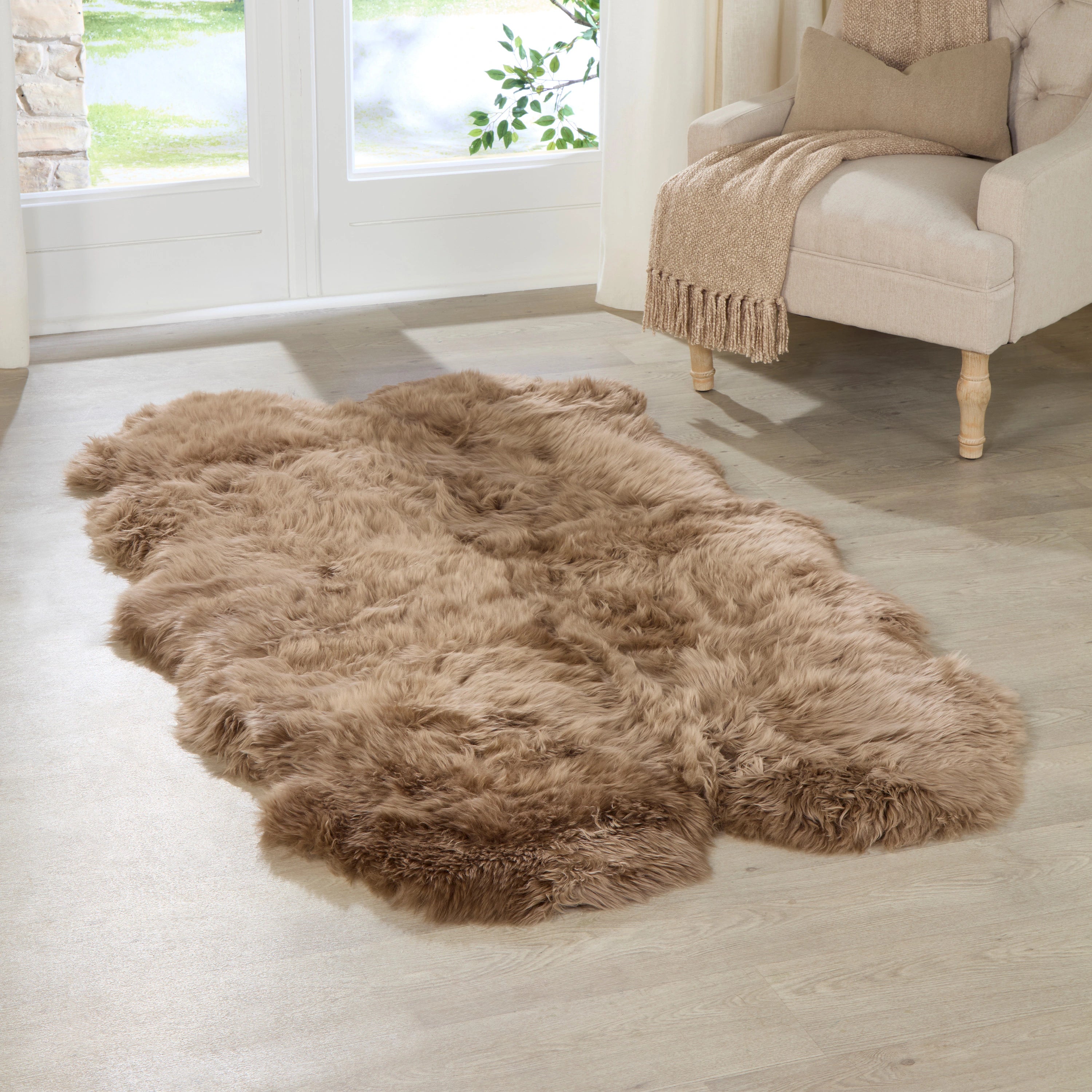 Quad Light Brown Sheepskin Rug